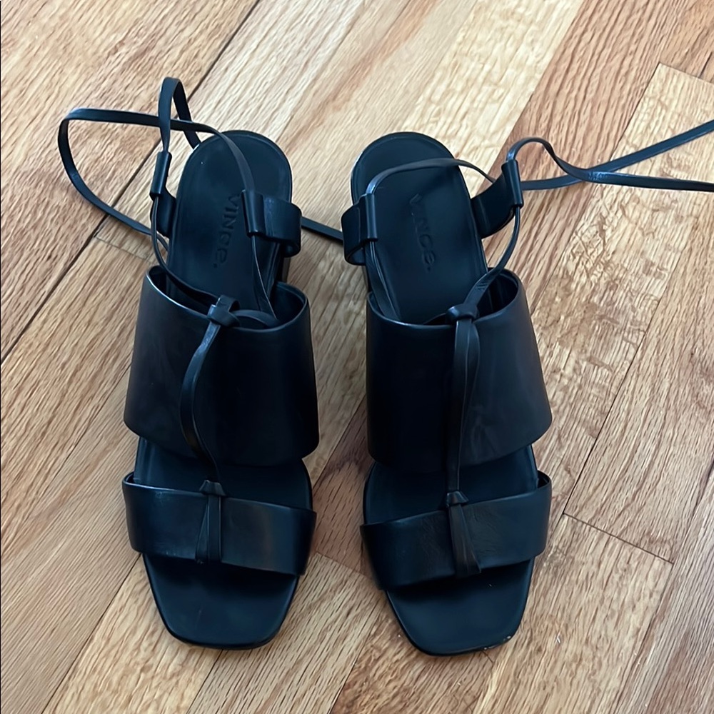 Vince Black Leather Women's Sandals